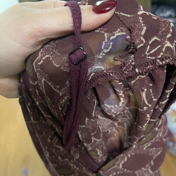 Sam Edelman printed red tunic ruffe hem long sleeve dress 2pc removable slip XS - Picture 3 of 7